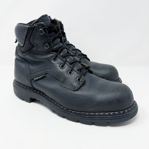 Red Wing Black Leather Steel Toe Safety Boots Men's Size 9.5 Lace Up Made in USA - Picture 1 of 9